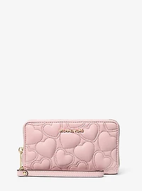 Jet Set Large Heart Embroidered Smartphone Wristlet
