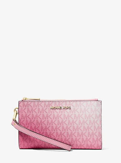 Jet Set Large Ombré Signature Logo Wristlet