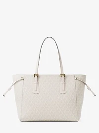 Voyager Large Signature Logo Top-Zip Tote Bag