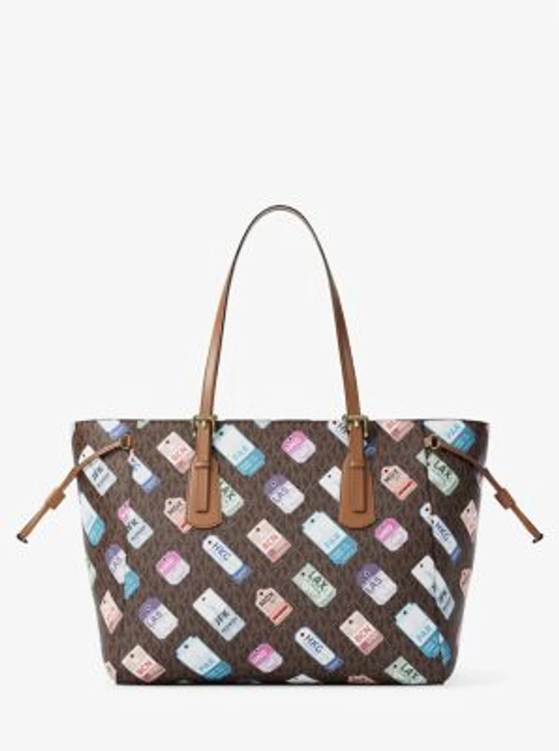 Voyager Large Printed Signature Logo Tote Bag