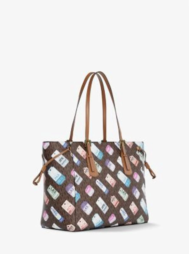 Voyager Large Printed Signature Logo Tote Bag