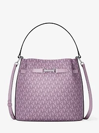 Carson Medium Signature Logo Convertible Bucket Crossbody Bag