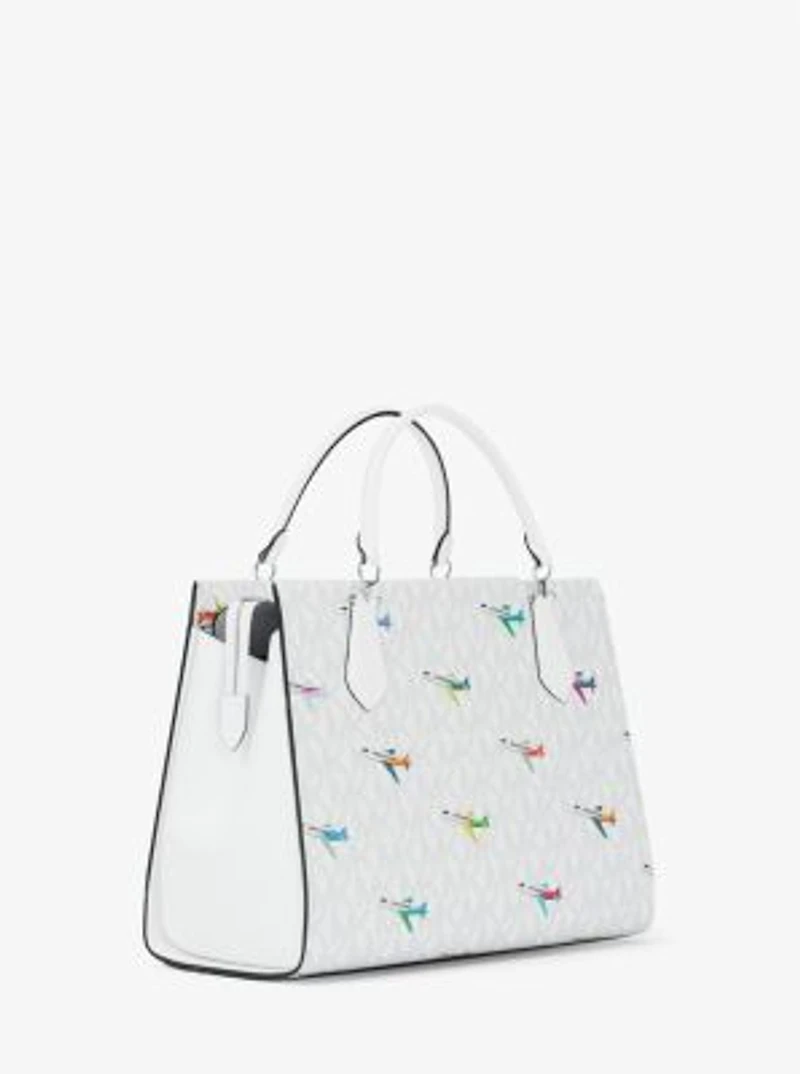 Marilyn Medium Printed Signature Logo Satchel