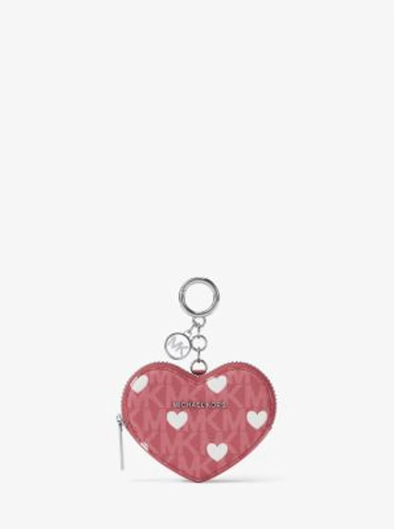 Jet Set Small Printed Signature Logo Heart Coin Pouch