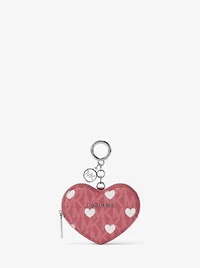 Jet Set Small Printed Signature Logo Heart Coin Pouch