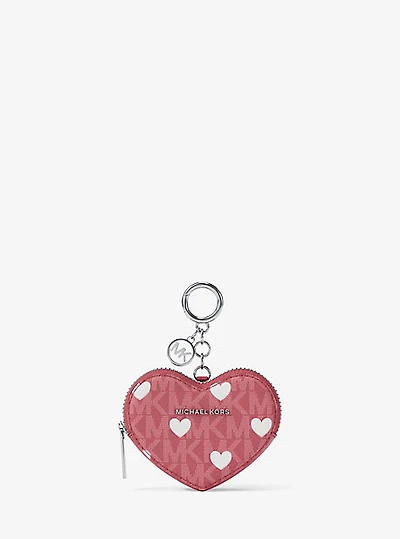 Jet Set Small Printed Signature Logo Heart Coin Pouch