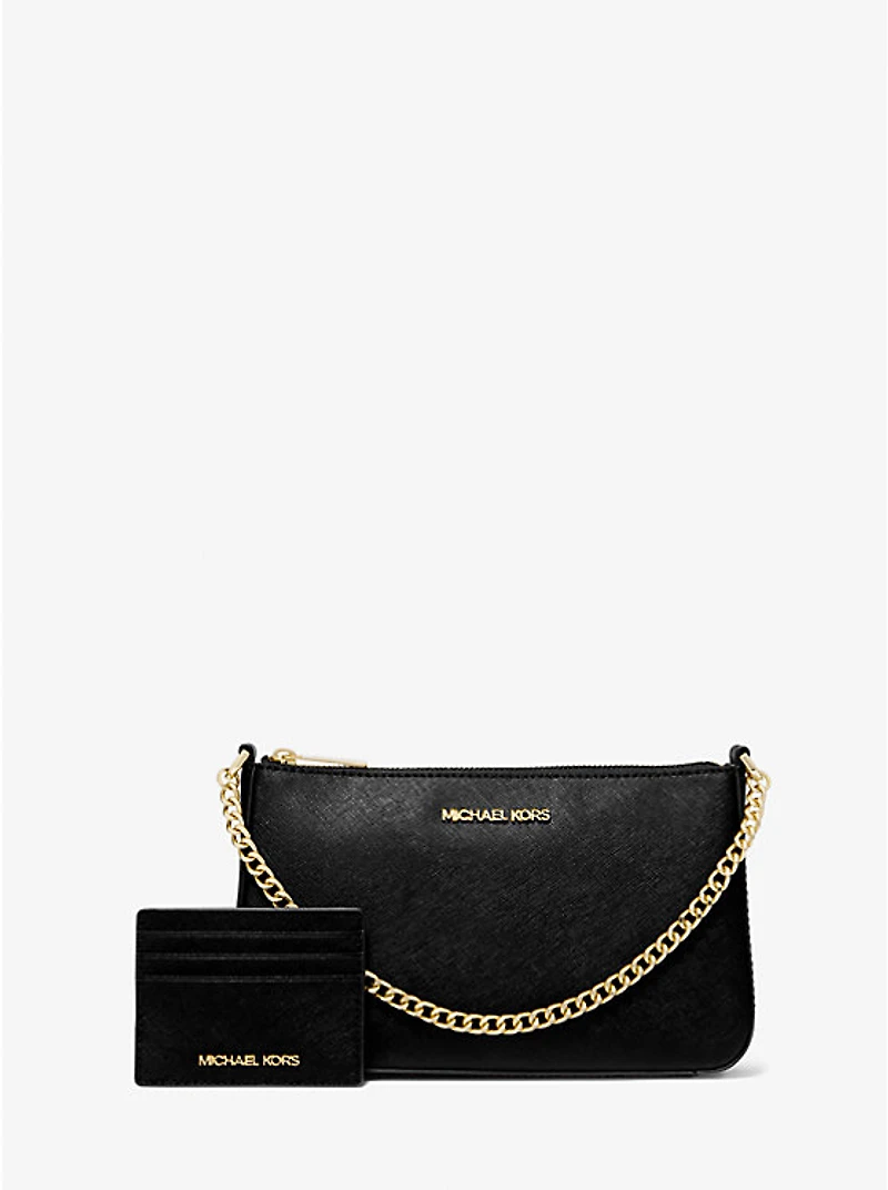 Medium Saffiano Leather Shoulder Bag and Card Case Gift Set