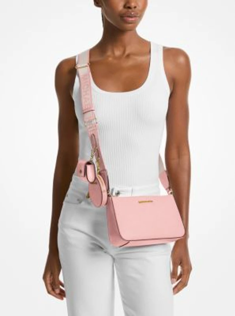 Jet Set Saffiano Leather Crossbody Bag with Case for Apple Airpods Pro
