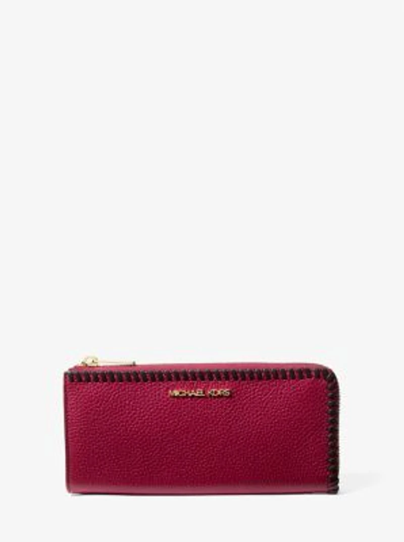 Jet Set Travel Large Pebbled Leather Quarter-Zip Wallet