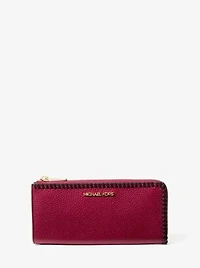 Jet Set Travel Large Pebbled Leather Quarter-Zip Wallet