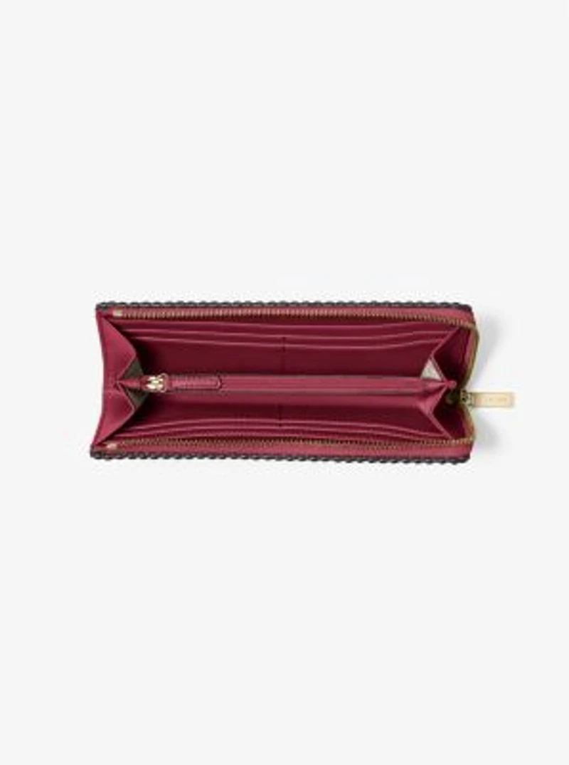 Jet Set Travel Large Pebbled Leather Quarter-Zip Wallet