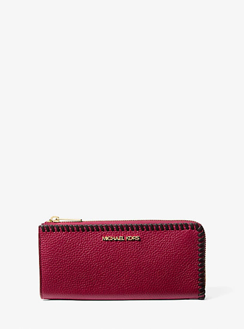 Jet Set Travel Large Pebbled Leather Quarter-Zip Wallet