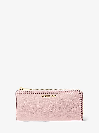 Jet Set Travel Large Pebbled Leather Quarter-Zip Wallet