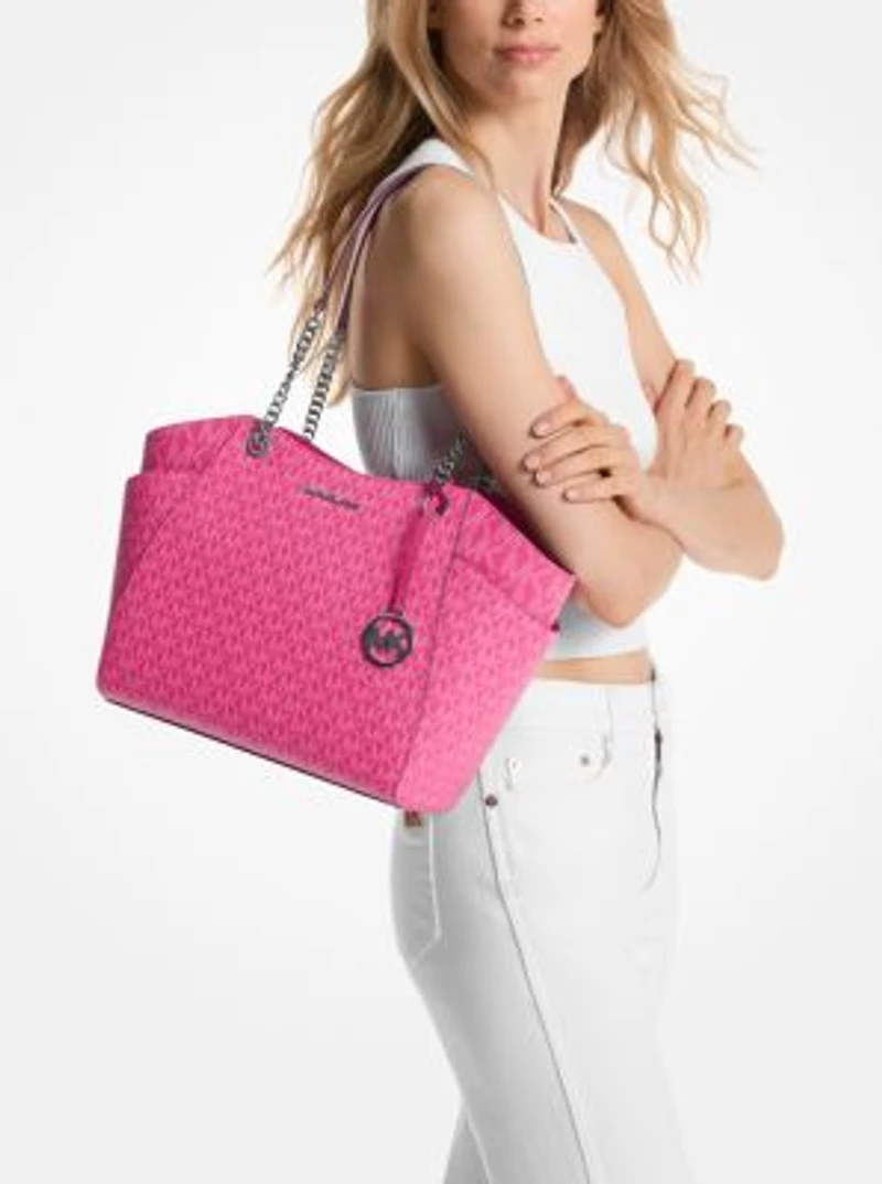 Jet Set Large Signature Logo Shoulder Bag