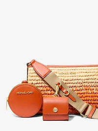 Jet Set Small Ombré Straw Crossbody Bag with Case for Apple Airpods Pro