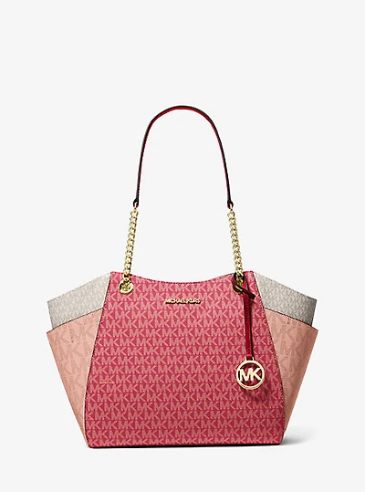 Jet Set Large Color-Block Signature Logo Tote Bag