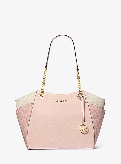 Jet Set Large Color-Block Signature Logo Tote Bag
