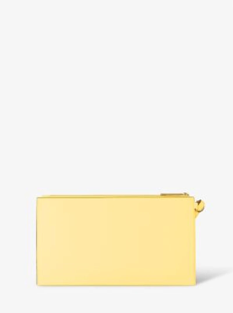 Jet Set Large Studded Pebbled Leather Wristlet