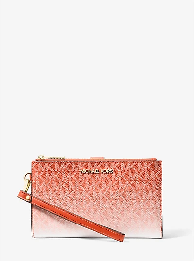 Jet Set Large Ombré Signature Logo Wristlet