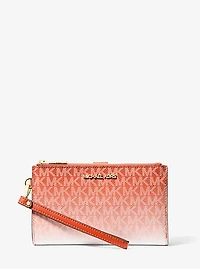 Jet Set Large Ombré Signature Logo Wristlet