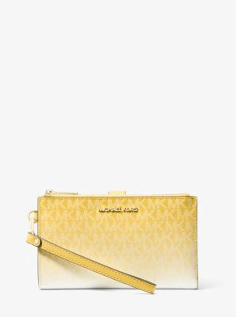 Jet Set Large Ombré Signature Logo Wristlet