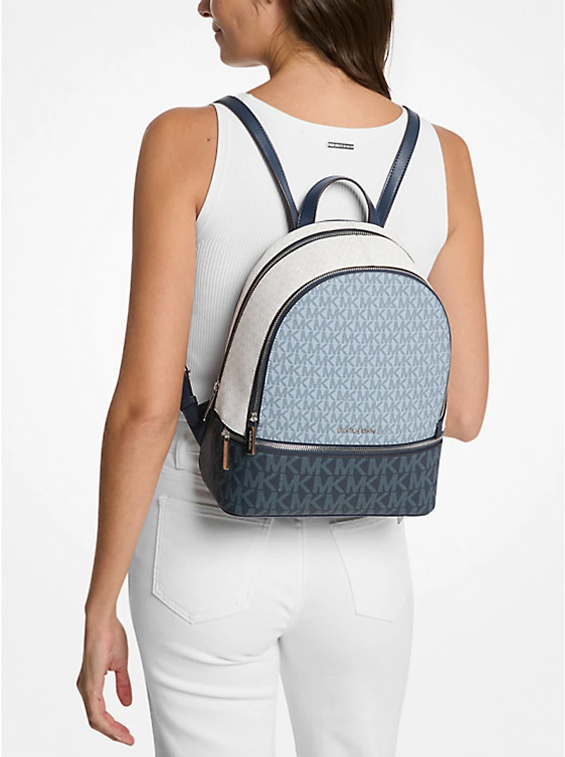Rhea Medium Color-Block Signature Logo Backpack