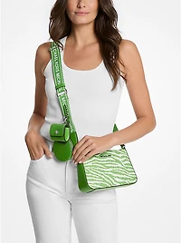 Jet Set Leather Medium Animal Print Logo Crossbody Bag with Case for Apple Airpods Pro®