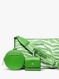 Jet Set Leather Medium Animal Print Logo Crossbody Bag with Case for Apple Airpods ProÂ®
