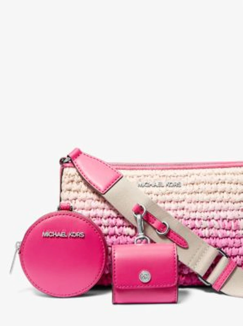 Jet Set Small Ombré Straw Crossbody Bag with Case for Apple Airpods Pro®