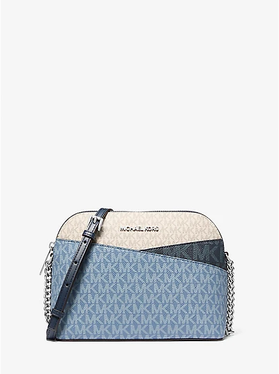 Jet Set Travel Color-Block Signature Logo Crossbody Bag