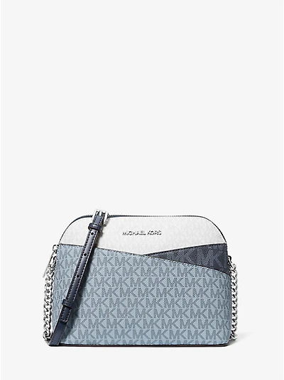 Jet Set Travel Color-Block Signature Logo Crossbody Bag