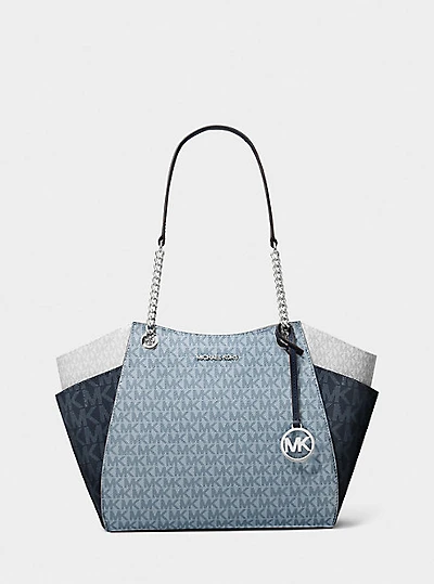 Jet Set Large Color-Block Signature Logo Shoulder Bag