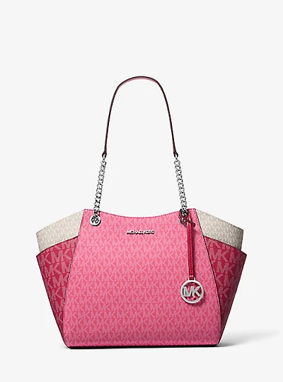 Jet Set Large Color-Block Signature Logo Shoulder Bag