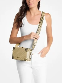 Jeanie Small Metallic Signature Logo and Snake Embossed Trunk Crossbody Bag