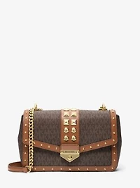 Soho Large Studded Signature Logo Shoulder Bag
