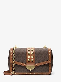 Soho Large Studded Signature Logo Shoulder Bag