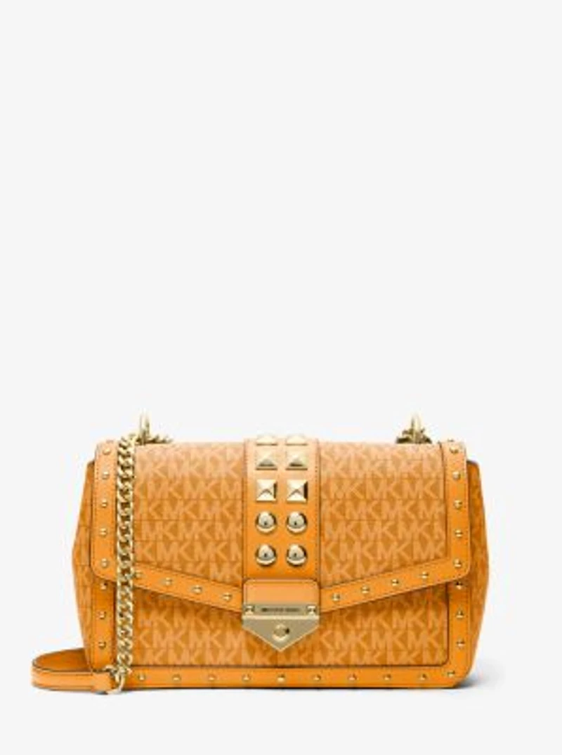 Soho Large Studded Signature Logo Shoulder Bag