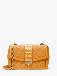 Soho Large Studded Signature Logo Shoulder Bag