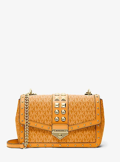 Soho Large Studded Signature Logo Shoulder Bag