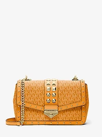 Soho Large Studded Signature Logo Shoulder Bag