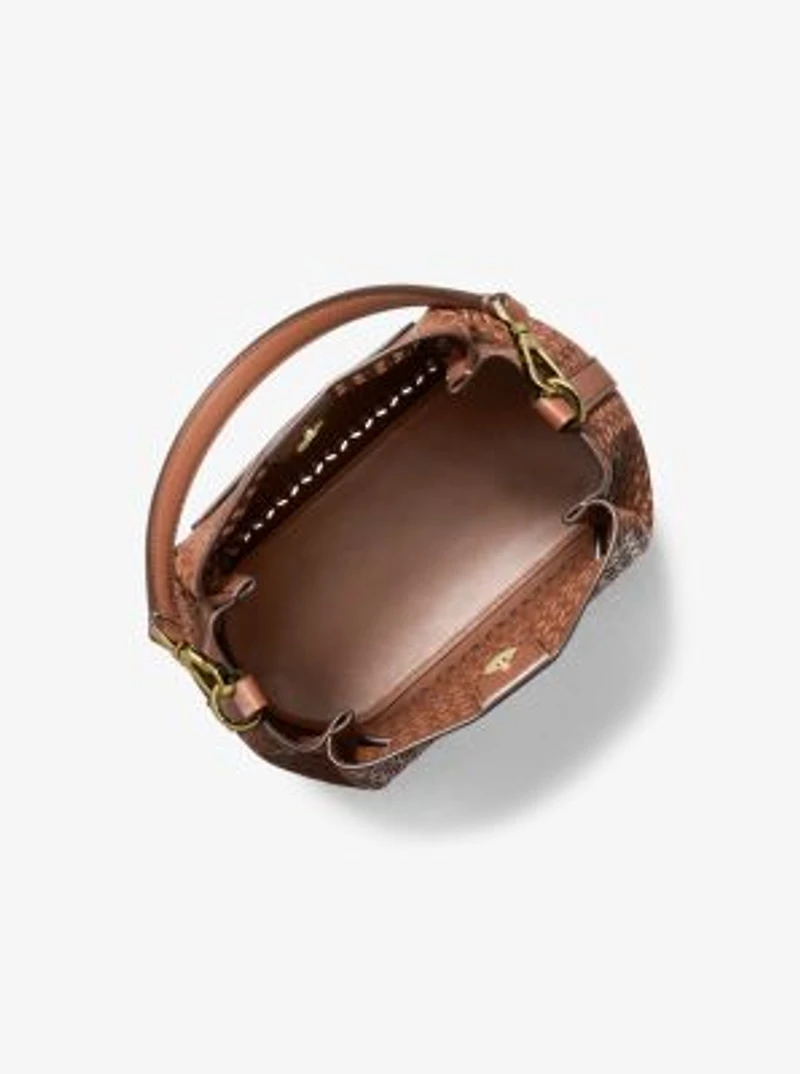 Carson Small Floral Laser Cut Bucket Crossbody Bag