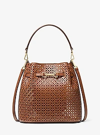 Carson Small Floral Laser Cut Bucket Crossbody Bag