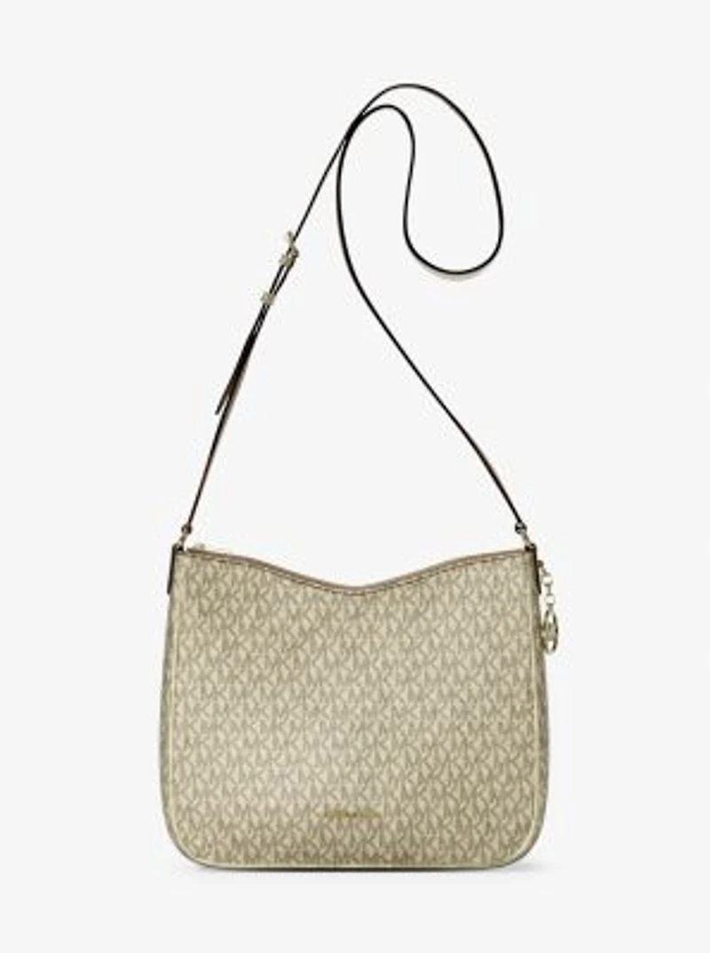 Nayla Medium Metallic Signature Logo Messenger Bag
