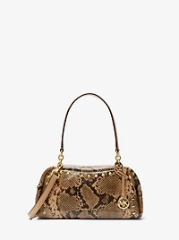 Cecily Small Studded Snake Embossed Shoulder Bag