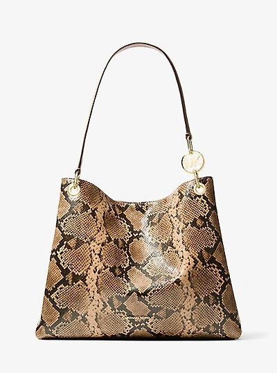 Christina Large Snake Embossed Shoulder Bag