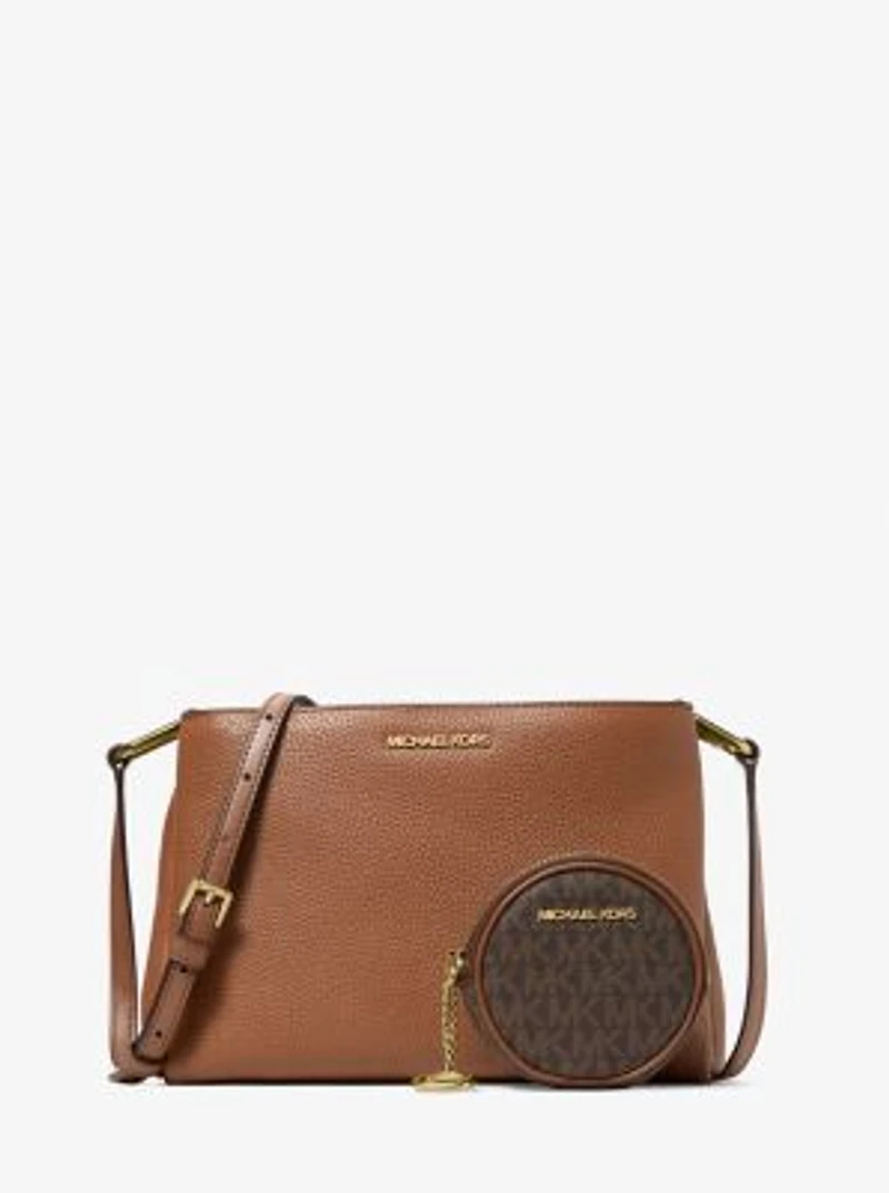 Trisha Pebbled Leather Crossbody Bag With Pouch Gift Set