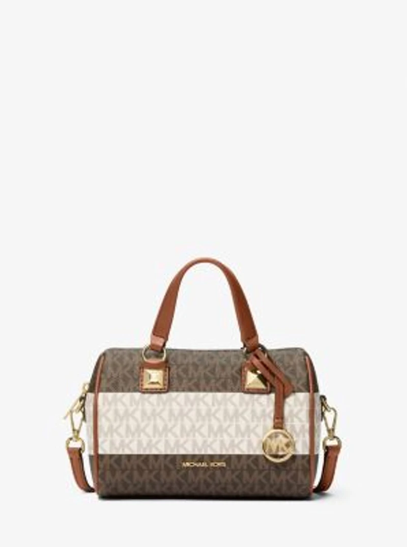 Grayson Small Striped Signature Logo Duffel Crossbody Bag