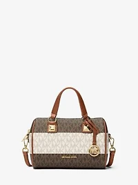 Grayson Small Striped Signature Logo Duffel Crossbody Bag