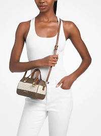 Grayson Small Striped Signature Logo Duffel Crossbody Bag