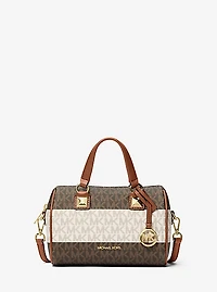 Grayson Small Striped Signature Logo Duffel Crossbody Bag